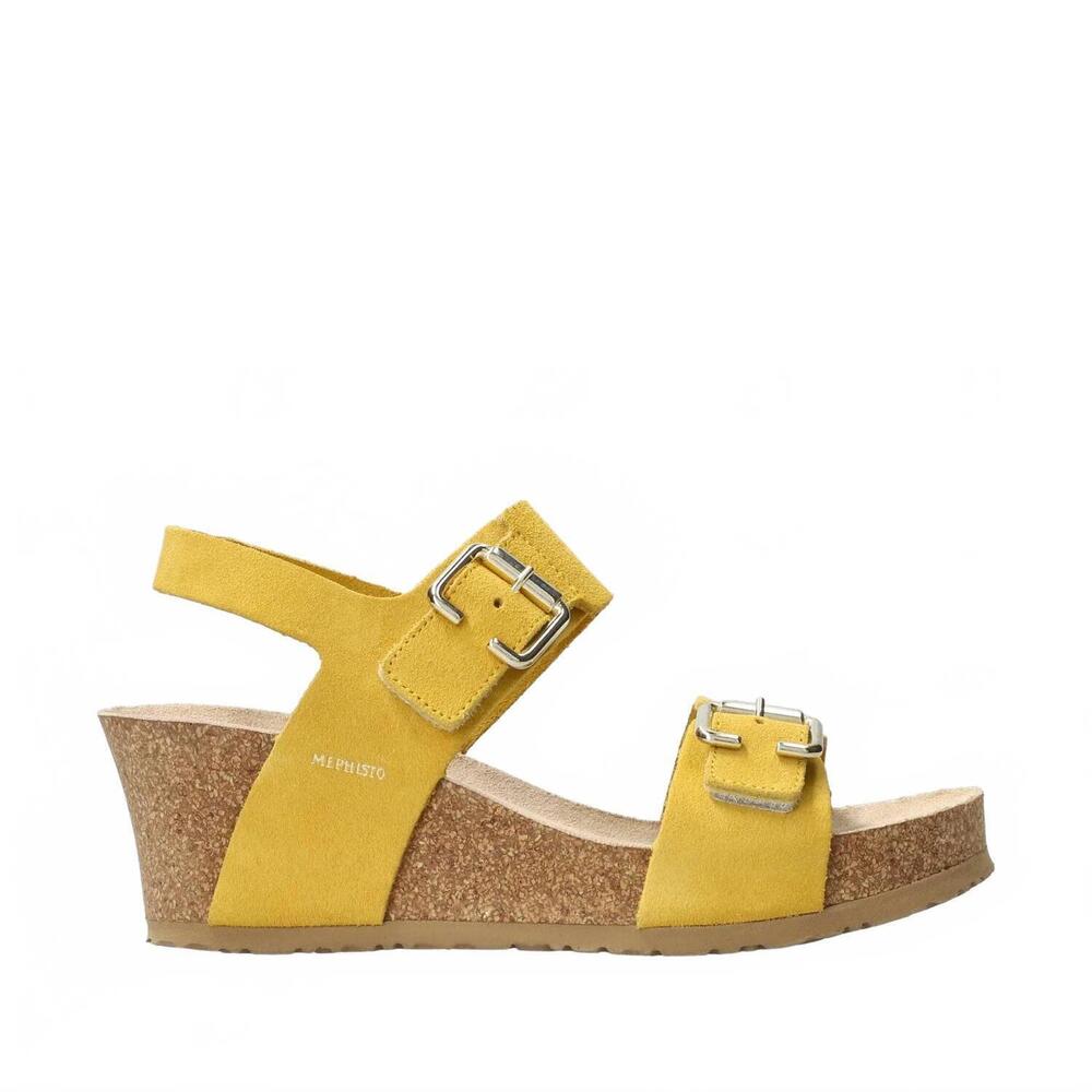NEW MEPHISTO women's lissandra wedge sandals in yellow